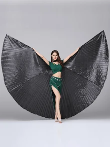 1 pieza Alas de danza del vientre de poliéster, en múltiples colores, accesorio de vestuario de danza para Pascua, Navidad, Halloween, danza del vientre oriental, alas de Isis, disfraz de hada, alas de mariposa, accesorios de actuación, alas doradas y plateadas