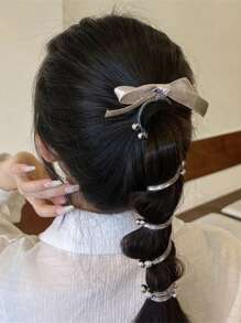 1/2 szt. wysokiej jakości srebrnej gumki do włosów w kształcie kokardki, idealnej do wysokich i niskich kucyków z tyłu głowy, warkoczyki bąbelkowe, akcesoria do włosów, przybory do włosów, akcesoria kosmetyczne, akcesoria do kręconych włosów dla kobiet, jesień, podróże, akcesoria do włosów, akcesoria damskie, artykuły do włosów, kręcone włosy, gumki do włosów, gumki do włosów, akcesoria do kręconych włosów, prezenty, podróże, prezenty dla kobiet, artykuły do włosów, ozdoby do pończoch