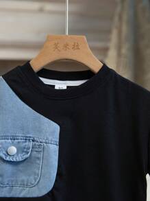 1pc Young Boy Summer Round Neck Pullover T-Shirt, Boys' Solid White Casual Punk Style Short Sleeve Top