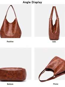 Women's Bag Medium Shoulder Bag Synthetic Leather Promotion - 酒紅色 - 查看 3