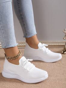 أحذية رياضية كاجوال جديدة مع ربطة، أحذية رياضية منفذة للهواء، أحذية جري أرضية ناعمة - مشاهدة 1