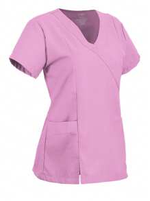 U4U Uniforms Filipina Dama Cuello V Cruzada Con Elastico En Espalda - Rosa Pálido - Ver 3
