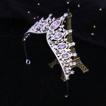 One Handmade Wedding Crown With Alloy, Rhinestone And Crystal For Western Style Wedding Dress, Birthday Party, Dance Party And Formal Dinner Party, Suitable For Kids And Adults Clothing And Princess Headdress For Stage Performance - Gold - View 18