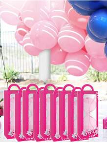 12个/6套粉色派对礼盒，无框心形时尚眼镜（6副心形时尚眼镜+6个粉色礼盒），亮粉色糖果袋礼盒，附赠可爱卡通贴纸，适合女性、单身派对、泳池派对装饰 - 粉色 - 查看 3