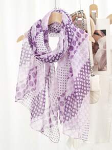 1pc Casual Polka Dot Printed Scarf, Shawl - Multicolor - View 4