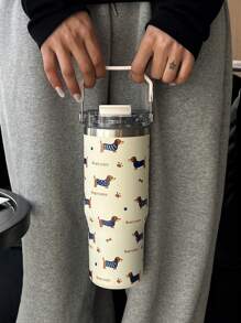 1 件 30 盎司蓝色腊肠犬印花双层不锈钢保温杯，平底杯，咖啡杯，汽车杯，水瓶，户外水杯，独特茶杯盖设计，适用于户外、办公室、家庭、学校、汽车等，生日礼物，节日礼物，母亲节礼物，父亲节礼物，返校礼物，情人节礼物