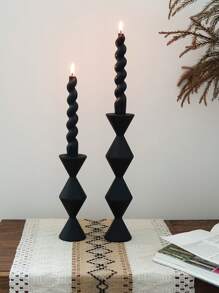 CMYD Studio 1 件黑色木制烛台，斯堪的纳维亚风格，极简主义侘寂香烛台，法式黑色家居装饰品，无尽柱木制烛台，适用于家居装饰、客厅、卧室、餐厅、礼物 - 彩色 - 查看 5