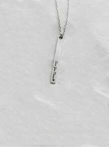 1 件定制雕刻垂直条项链 - 个性化位置坐标、日期、名称 - 高品质不锈钢 - 精致名称条情人节礼物