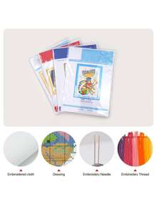 1 Set - Mouse Theme Cross-Stitch Painting Kit, DIY Thread Art Needlework Supplies, Mixed Color High-Quality Threads, 11CT Cross-Stitch Decorative Painting Design, Handmade Stress-Relief Gift, Complete Home Decor Embroidery Craft, Suitable For Entryway, Study, Bedroom Decoration, Frameless