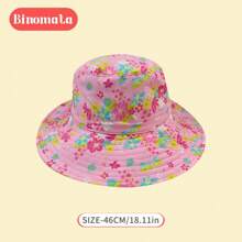 1 件婴儿/幼儿/儿童卡通印花渔夫帽，0-6 岁，可调节宽边沙滩太阳帽，防紫外线 UPF50+
