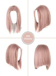Tóc giả ren một mảnh, tóc giả bob thẳng nhiều màu ngắn thanh lịch dài 12 inch dành cho phụ nữ và trẻ em gái, tóc giả sợi tổng hợp chịu nhiệt cho các bữa tiệc và sử dụng hàng ngày, một bộ tóc giả nâng tầm vẻ ngoài của bạn - Nhiều màu - Xem 7