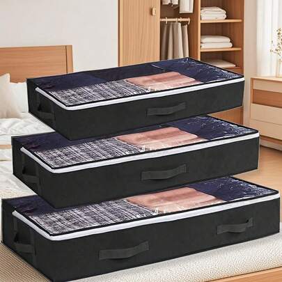 1pc/3pcs Under Bed Storage, Collapsible Closet Containers Organizers And Under Bed Storage Bins, Underbed Storage Bags For Wrapping Paper,Blanket,Towels,Clothes,Comforter,Sweaters,Linen Sheets