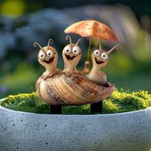 1 件，现代亚克力蜗牛花园装饰标志，2D 平面，户外标记，防水动物主题庭院艺术，适用于盆景和景观装饰地面插入，无需电源或电池 - 多色-地插 - 查看 3
