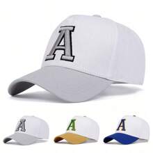 1pc Men's A Letter Embroidery Baseball Cap, Adjustable Fashion Sports Hat, Outdoor Sun Protection Casual Hat For Spring Autumn Travel, Beach