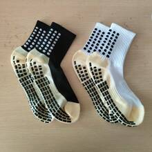 1/2/4/6/10 Pairs Men's Cushioned Compression Mid-Calf Soccer Socks, Anti-Slip For Training & Matches