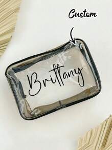 Personalized Makeup Bags, Transparent Toiletry Bag Cosmetic Bag ,Portable Bag Storage Bag Suitable For Storing Cosmetic Brushes Cosmetic Brush Towel Storage Jewelry Bag Gift Bag , Pvc Makeup Brush Storage Durable Transparent Cosmetic Bag