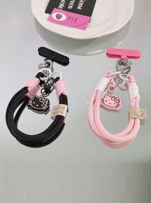 3D KT Cat Rotating Lock Braided Wrist Strap, Suitable For Universal Phone Cases DIY, Phone Accessories, Portable Keychain, Earphone Cartoon Cute Pendant Lanyard For Japanese/Korean/ Girls