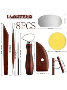 21 Piece Rosewood Pottery Tools Set, Clay Sculpture Carving Detailing Needles, Dotting Pen, Pottery Forming Tools