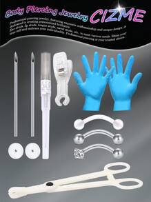 CIZME 11-50pcs Mixed Body Piercing Kit – Body Piercing Kit For 16G Stainless Steel Nose Septum Rings, Cartilage Tragus Earrings, Lip & Eyebrow Piercing Jewelry, 16G Piercing Kits,Stainless Steel Piercing Kit 15G Piecing Needles For Ear Nose Septum Eyebrow Lip Piercing, Body Piercing Kit Piercing Clamps Gloves Piercing Tools For New Piercing - Gold/Silver/Black - View 15