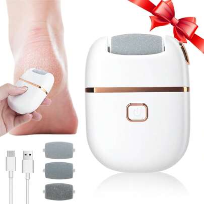1pc Electric Foot Grinder,Electric Foot File Electric Foot Callus Remover, Callus Remover For Feet, Pedicure Tools For Feet Rechargeable Waterproof, Waterproof, 2 Speeds, 3 Grinding Head Replacement Set, Suitable For Both Men And Women To Remove Dry Skin And Dead Skin On Feet