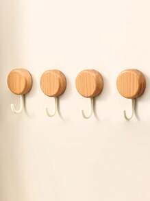 1 pieza/2 piezas/4 piezas Ganchos de pared de madera elegantes y adhesivos - Perchero decorativo de pared de gran resistencia para sombreros y abrigos, adecuado para toallas, llaves y accesorios - Soporte de almacenamiento de gancho único de moda, ideal para decoración del hogar, perchero de sombreros, toallero - Multicolor - Ver 8