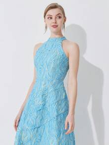 优雅提花女式无袖派对礼服，婚礼宾客礼服，适合鸡尾酒会 - 彩色 - 查看 10