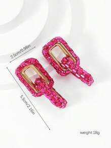 1 对镂空超大几何闪亮水钻个性耳环，适合女士