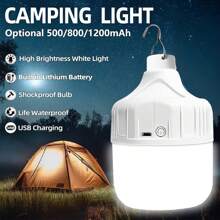 Lámpara portátil recargable por USB para camping al aire libre, luz de emergencia LED de alto poder con gancho, linterna para tiendas de campaña, luz nocturna