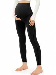 Leggings de maternidad para mujer, alta elasticidad, sensación de desnudez completa, cercanos al abdomen, con bolsillos, pantalones de yoga de maternidad que no se transparentan