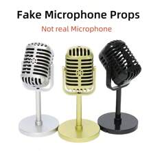 Retro Microphone Prop Classic Plastic Microphone Party Favors Live Performance Home Dration Ornaments - Silver - View 2