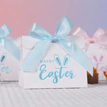 10 pièces Sacs en papier de bonbons de Pâques, boîtes d'emballage d'œuf de Pâques, boîtes d'emballage de bonbons, boîtes d'emballage de cadeaux portables, boîtes de rangement de cadeaux de fête