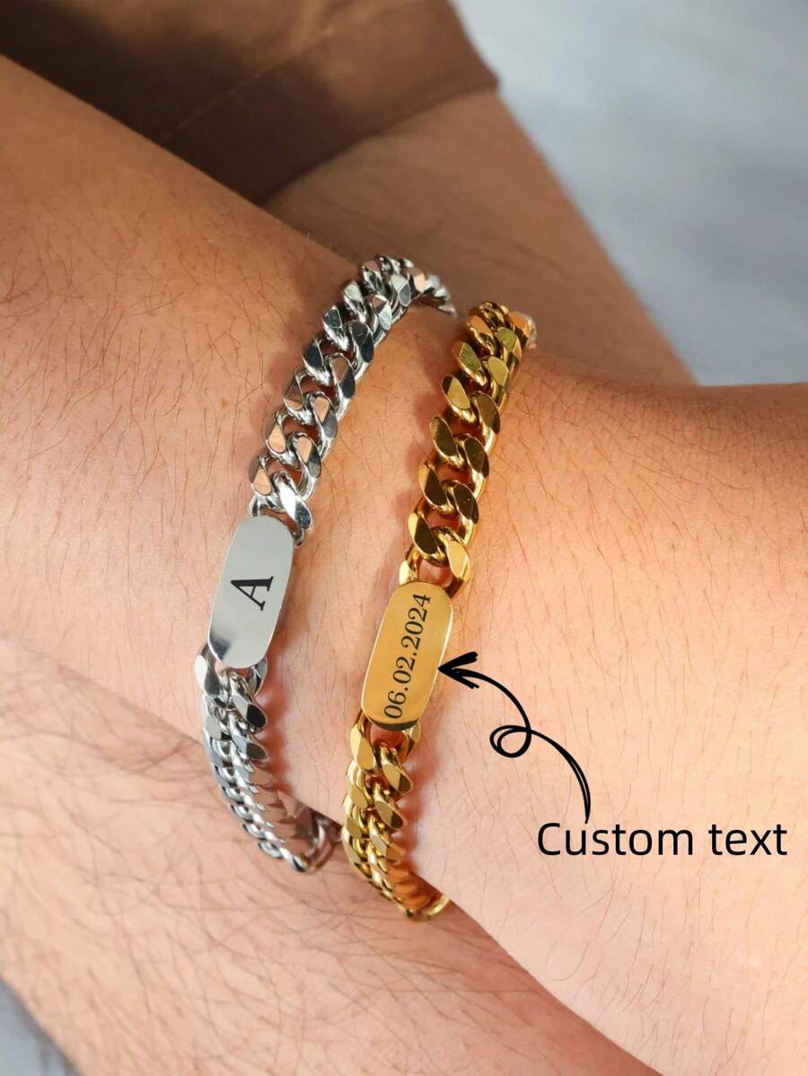 1 pieza Pulsera con nombre personalizado, pulsera original personalizada para hombres, regalos de aniversario para novios, padres, esposos, regalos de cumpleaños, regalos del Día del Padre