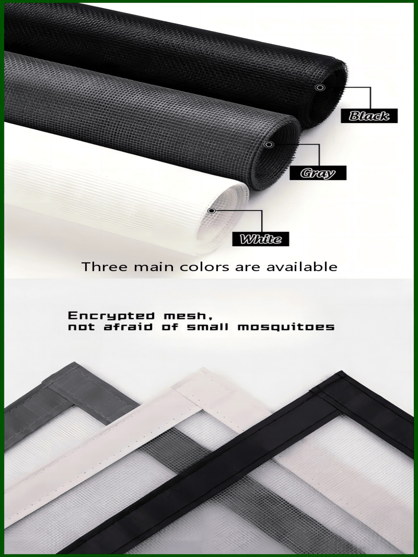 1 件黑色蕾丝窗帘，白色边缘，四季驱蚊，客厅和卧室驱蚊窗帘，自粘可重复使用蚊帐，优雅简约的设计，紧密编织，轻盈透气的窗帘，通风，可清洗，手工制作的家居装饰 - 黑色白邊 - 查看 6