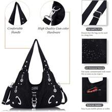 Angelkiss Hobo Purses And Handbags Women Satchel Handbag Women Purses Large Daily Shoulder Bags - 黑色 - 查看 5