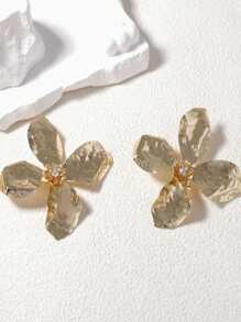 1 件女士 3D 花卉耳环，奢华金属时尚个性化优雅百搭耳环吊坠