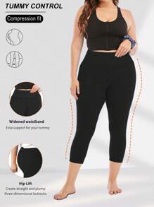 3 Packungen Caprileggings in Große Größen für Damen - dehnbar Gr. XL-5XL mit Bauchkontrolle, hoher Taille, Spandex Workout Yoga Hosen