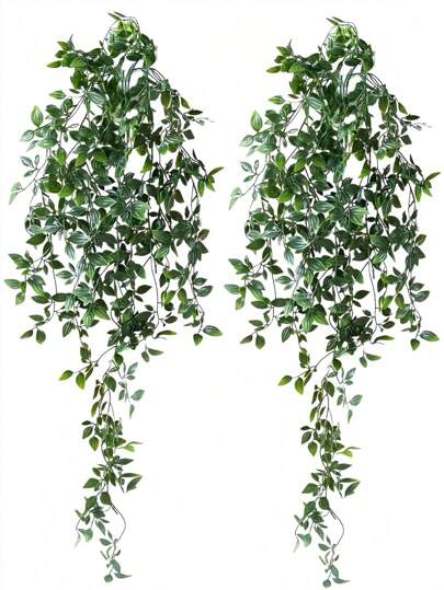 2 件人造悬挂红树林绿植，适用于浴室、客厅家居装饰、婚礼和生日装饰、露台、桌面、架子装饰、室内/室外春夏装饰，无需花盆或花瓶