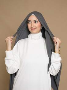 1 pieza Hiyab instantáneo tipo jersey hecho de tela suave, transpirable y anti-pelusas. Hiyab con cintas para atar. Adecuado para uso durante todo el año y uso diario por musulmanes.