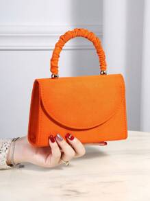 Glamorous,Elegant,Exquisite White Wedding Bag Ruffled Handle Flap Square Bag Dinner Bag,Evening Bag For Party Girl,Woman,For Female Perfect For Party,Wedding,Prom,Dinner/Banquet,For Best Gift For Women - Orange - View 2