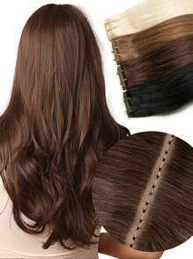 PU夹式接发，真人发，雷米发，1B自然黑直发，隐形PU夹式接发，真人发接发 - 彩色 - 查看 2
