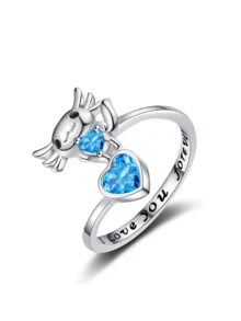 1 pieza Anillo ajustable con forma de corazón abierto de diseño de accesorio de animal lindo, adecuado para uso diario - Multicolor - Ver 3