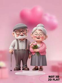 1 Couple Love Balloon Romantic Themed Decoration 2D Acrylic Accessory, Versatile For Easter Weddings, Home Interior Decoration, Office Desk Decoration, Perfect Gift For Daily Life