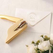 1pc Customized DIY Gold Handmade Embossing Stamp - Book And Paper Embosser, Customized Pattern Embosser, Suitable For Wedding Invitations, Cards, Books, Envelopes, Napkins, Etc., Ornamental, Reusable, Vintage, Cute, Cartoon, Modern, Kawaii, Custom, Personalized, Customized, Custom Stickers Personalized, Boyfriend,Solid Color Name Stamp,New Job, Office Supplies - Gold - View 5