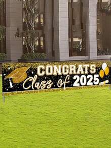 2025 Large Graduation Congratulations Banner,Congrats Grad Banner Gold Class Of 2025 Banner Backdrop Graduation 2025 Yard Sign For Graduation Party Supplies Graduation Decorations - Multicolor - View 1