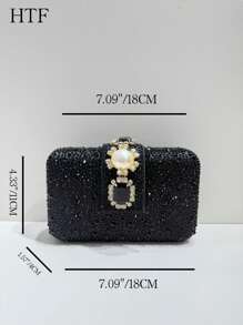 1 szt. Czarny brokat Bling-Bling Rhinestone Torby na ramię Torebki crossbody Torebki Torebki Kryształy Rhinestone Wieczorowa torebka dla kobiet Torebka kopertówka z łańcuszkiem Nadaje się na formalne okazje, wesela, koncerty - Świetny pomysł na prezent dla kobiet