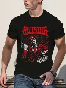 Camiseta De Algodón Pesado 220g Con Estampa De Hellsing - Negro - Ver 1