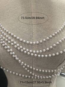 1 chiếc vòng cổ chuỗi hạt ngọc trai giả thời trang đa năng, phù hợp với trang phục hàng ngày, tiệc tùng và ngày lễ của phụ nữ - trắng - Xem 7