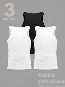 Lonblece 3pcs/Set Unisex Casual Sleeveless Tank Tops, Versatile