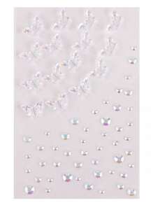 3Pcs/Set Girl's 3D Butterfly Pearl Gem Self-Adhesive Hair Accessories Diamond Hook And Loop, Suitable For Makeup DIY Performance Party Use - Multicolor - View 2