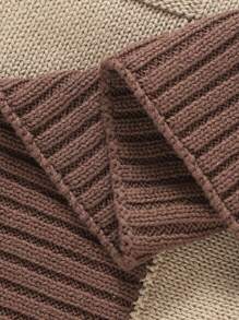 1 件婴儿针织拼布毯、婴儿襁褓包巾、幼儿厚被子 - 卡其色 - 查看 5